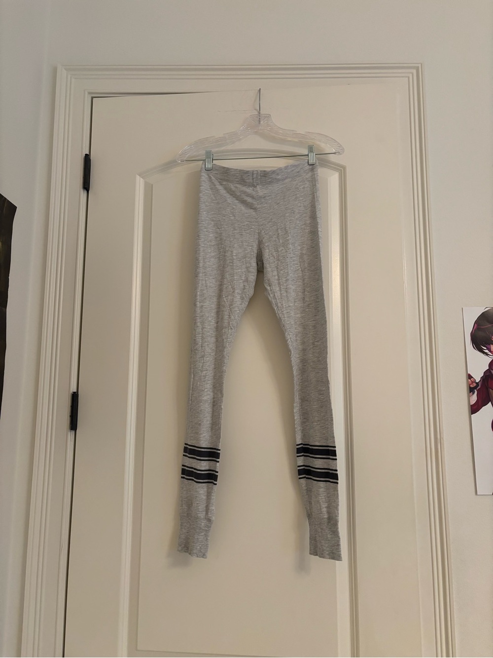 H&M Womens' Gray Leggings with Black Stripe Hem